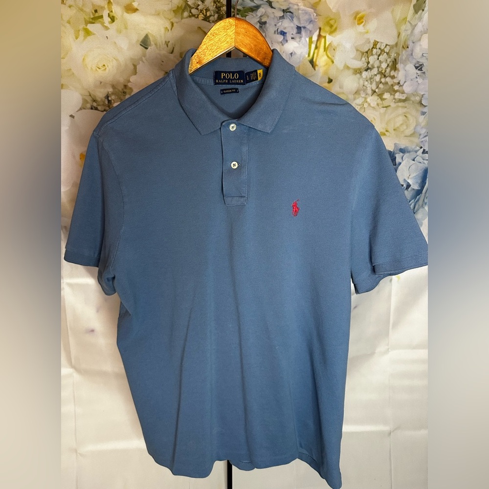 Polo by Ralph Lauren Men's Blue Polo Shirt EUC